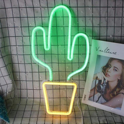 Cactus Neon Sign Light Wall Hanging | USB Operated