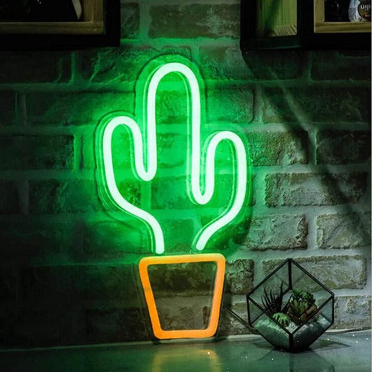 Cactus Neon Sign Light Wall Hanging | USB Operated