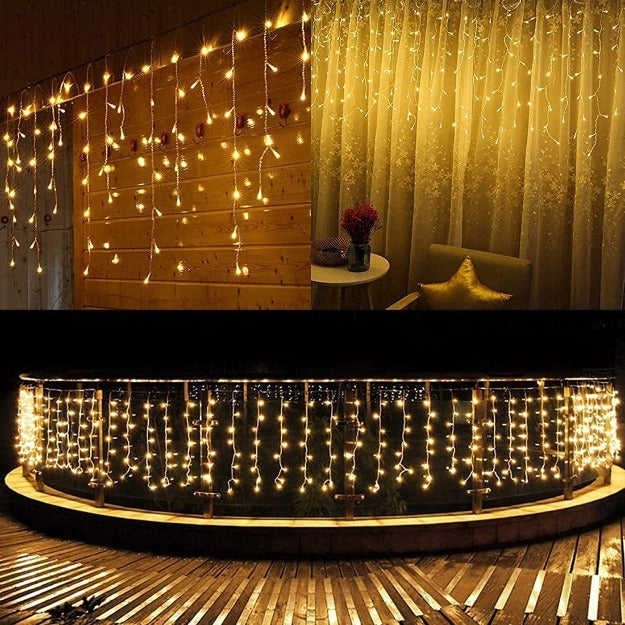 Icicle Curtain Lights | Warm White | Diwali Decoration