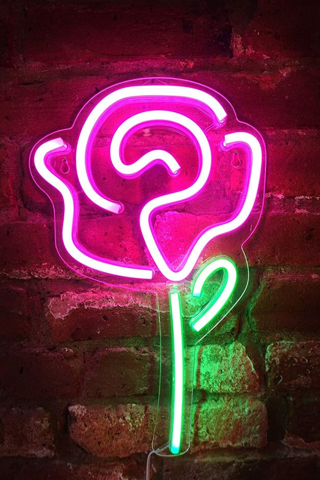 Rose Neon Sign Light Wall Hanging | USB Operated