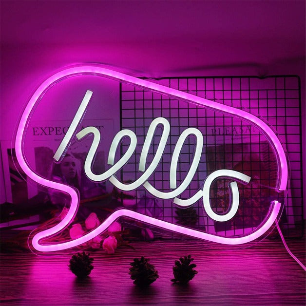 Hello Neon Sign Light Wall Hanging | USB Operated
