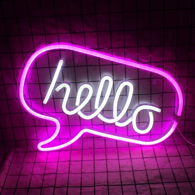 Hello Neon Sign Light Wall Hanging | USB Operated