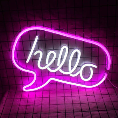 Hello Neon Sign Light Wall Hanging | USB Operated