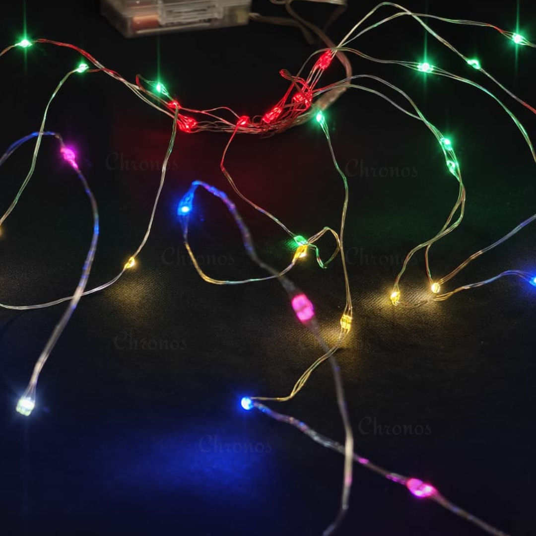 Copper Wire Fairy LED Lights with Waterfall Effect | Battery Operated | 8 Function Remote Control | Multi LED