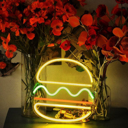 Burger Neon Sign Light Wall Hanging | USB Operated