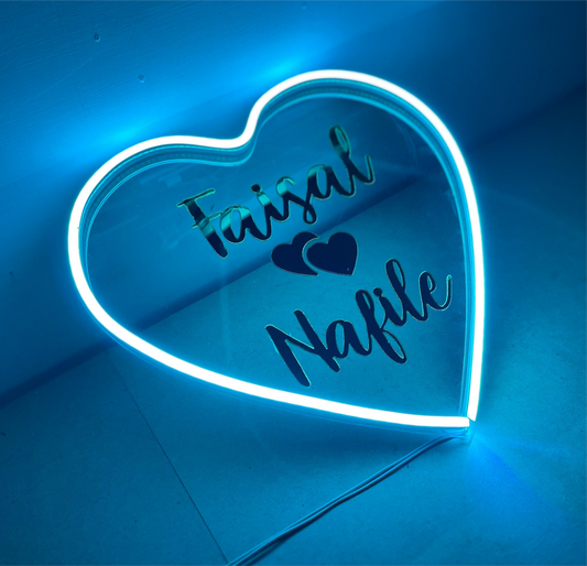 Neon heart front lit lamp