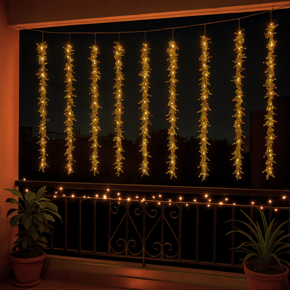 Glitter Curtain LED String Light | Warm White | Diwali Decoration