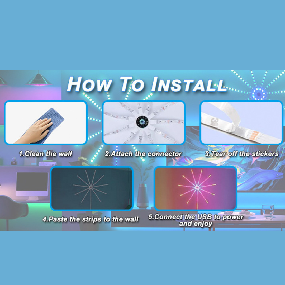 Smart RGBIC LED Firework Lights | Music Sync | App & Remote Control - Ganpati Decoration