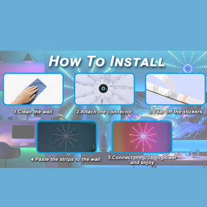 Smart RGBIC LED Firework Lights | Music Sync | App & Remote Control - Ganpati Decoration