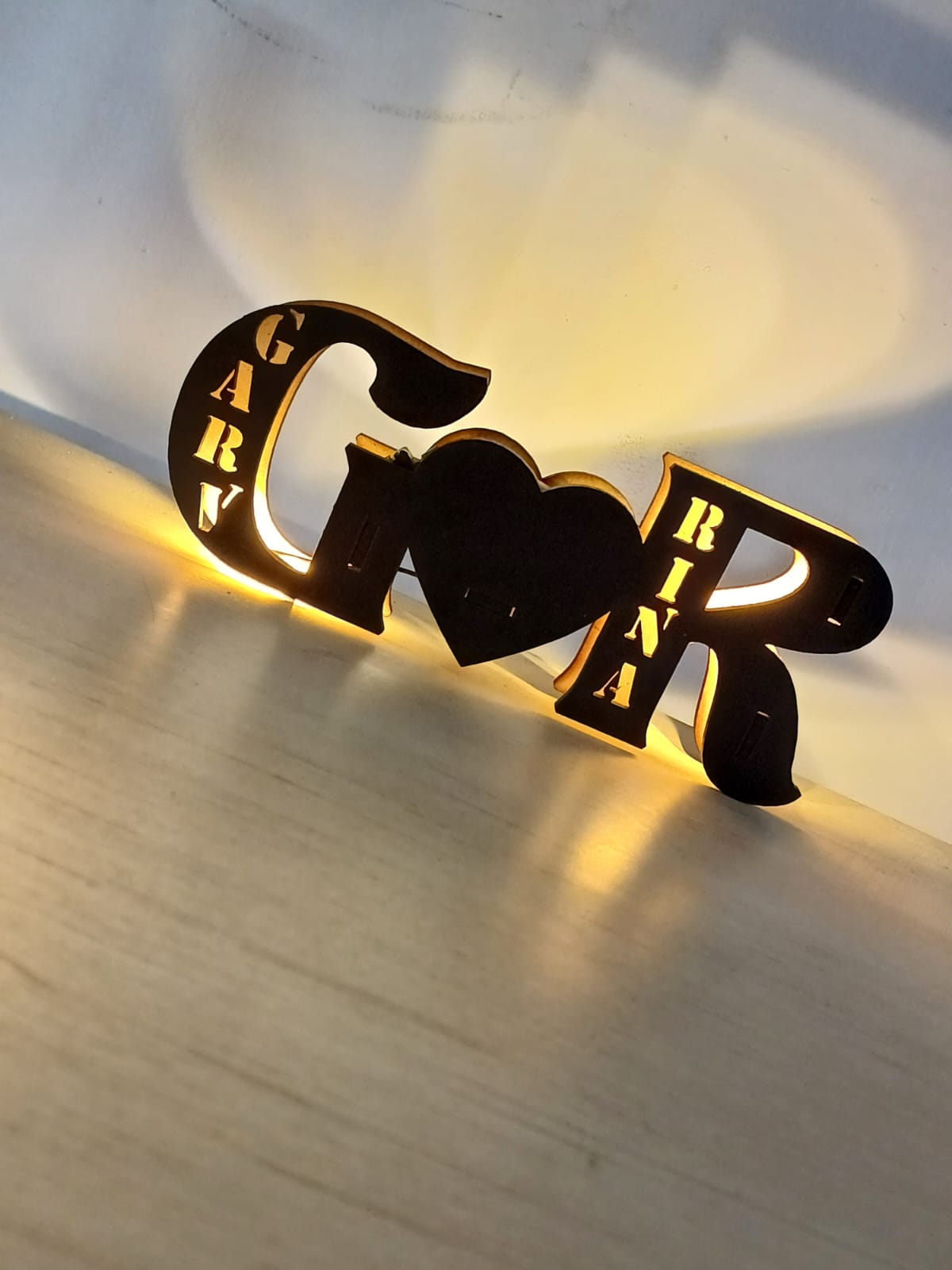 Mini Wireless LED Initials Couple Lamp