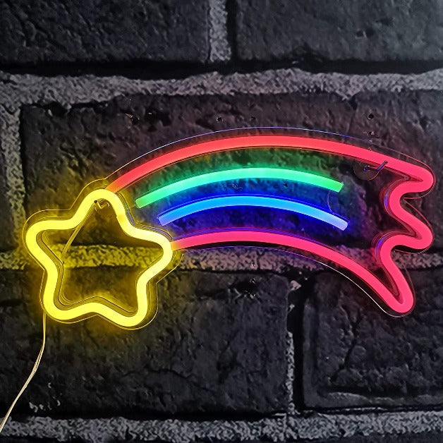 Shooting Star Neon Sign Light Wall Hanging | USB Operated