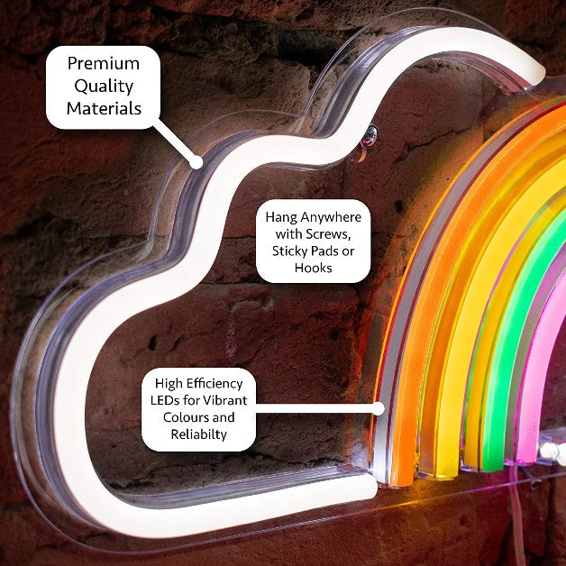 Cloud with Rainbow Neon Sign Light Wall Hanging | USB Operated