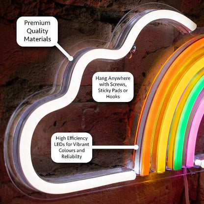 Cloud with Rainbow Neon Sign Light Wall Hanging | USB Operated