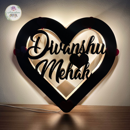 Couple heart LED frame