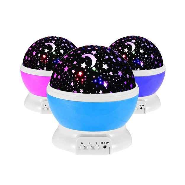 Rotating LED Star Moon Night Lamp | Multicolour