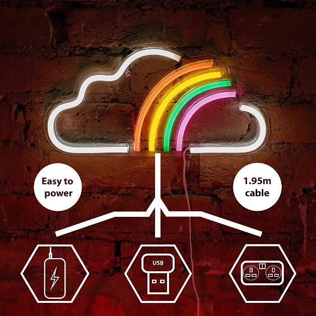 Cloud with Rainbow Neon Sign Light Wall Hanging | USB Operated