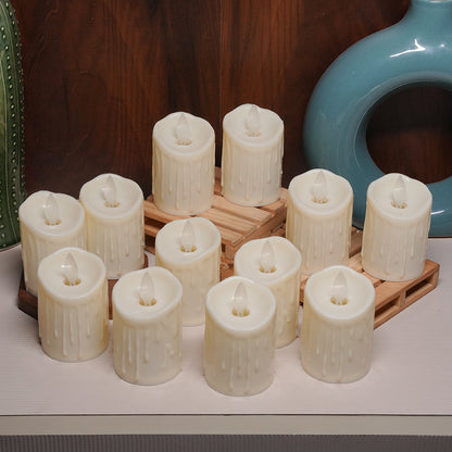 LED Moving Wick Dripping Pillar Candle - Pack of 12