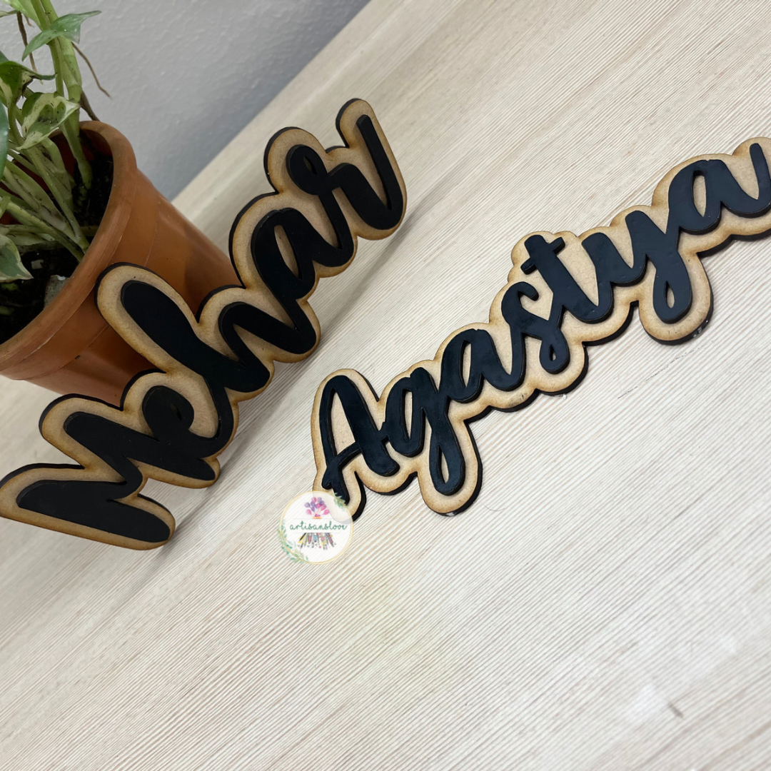 3D Wooden Name Plate