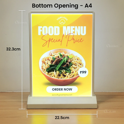 Rechargeable Dual-Sided LED Light Box | Tabletop Sign Board for Restaurants, Bars & Retail Stores – A4/A5/A6, White