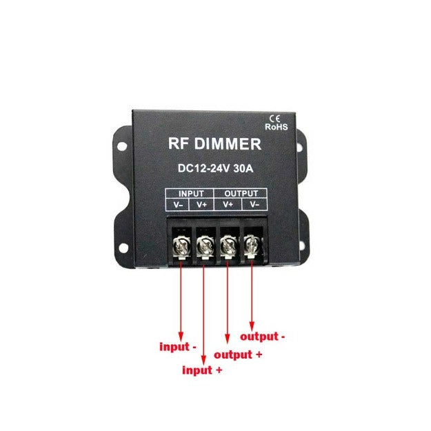 LED RF Dimmer DC12V-24V 30A with 3 Key Remote Control