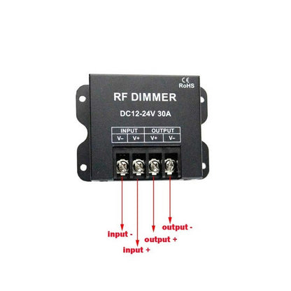LED RF Dimmer DC12V-24V 30A with 3 Key Remote Control