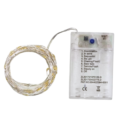 Copper Wire Fairy LED String Lights - 3xAA + Micro USB Powered | 8 Function Remote Control