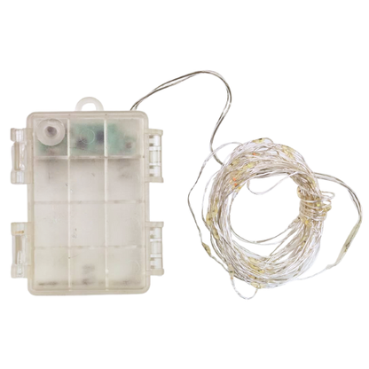 Copper Wire Fairy LED String Lights - 3AA Battery Operated | 8 Function Remote Control | IP44 Waterproof | Warm White