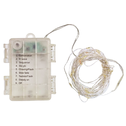 Music Beats Sync Copper Wire Fairy LED String Lights - 3AA Battery Operated | 12 Function Remote Control | IP44 Waterproof | Warm White