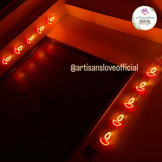Neon Diwali Diya Toran Light Latkan : Set of 2 Strips