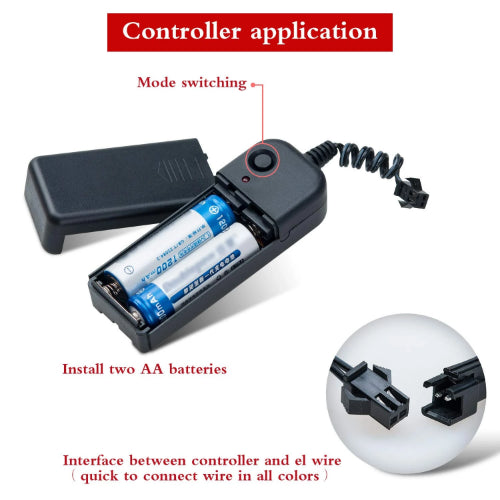 Neon Electroluminescent EL Wire Lights | 2AA Battery Operated
