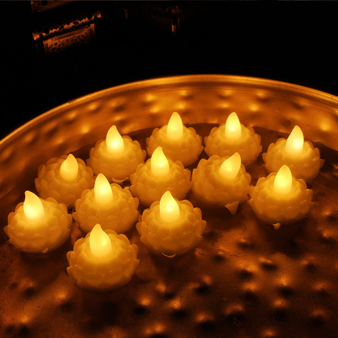 LED Floating Flower  Tea Light Candles | Pack of 12