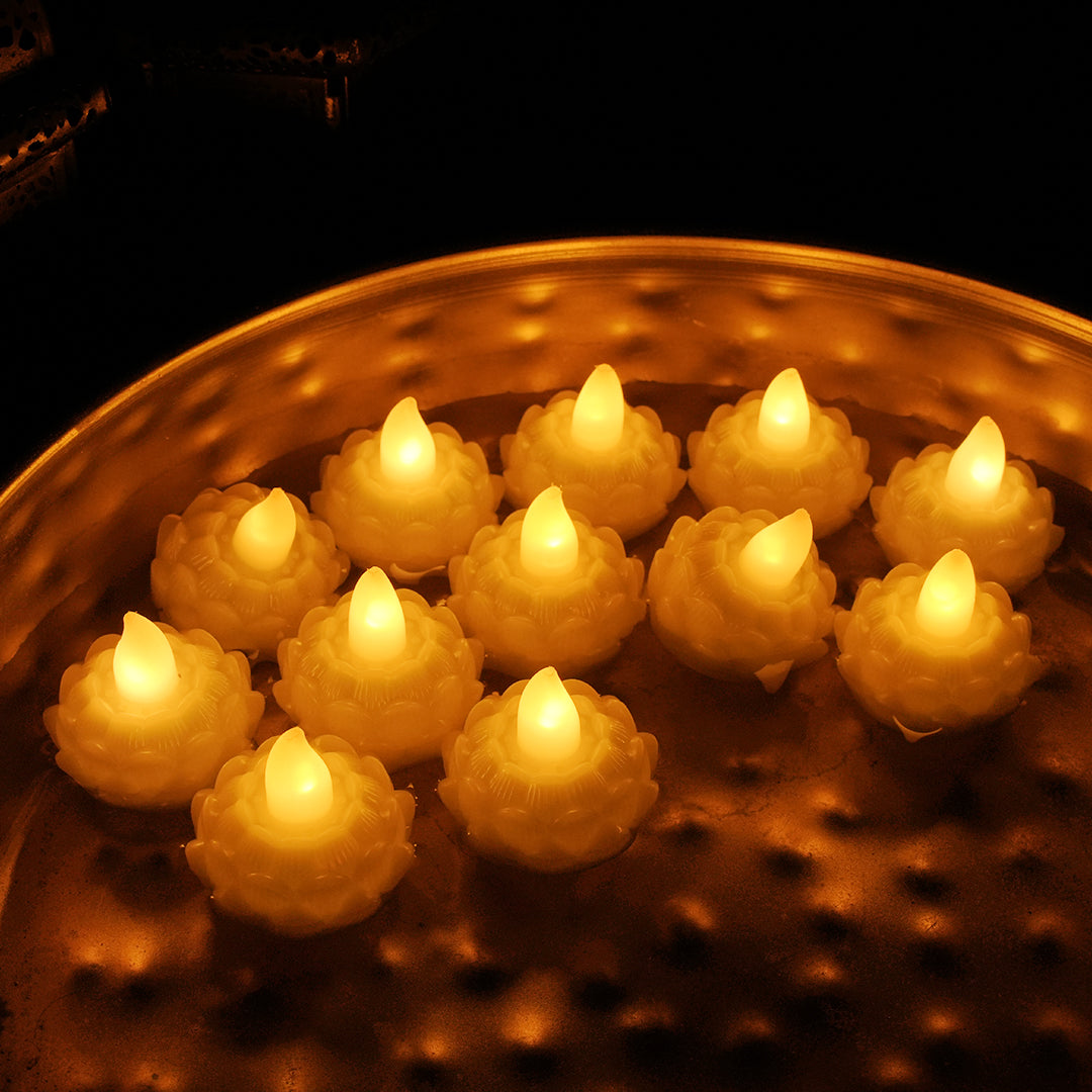 LED Floating Flower  Tea Light Candles | Pack of 12