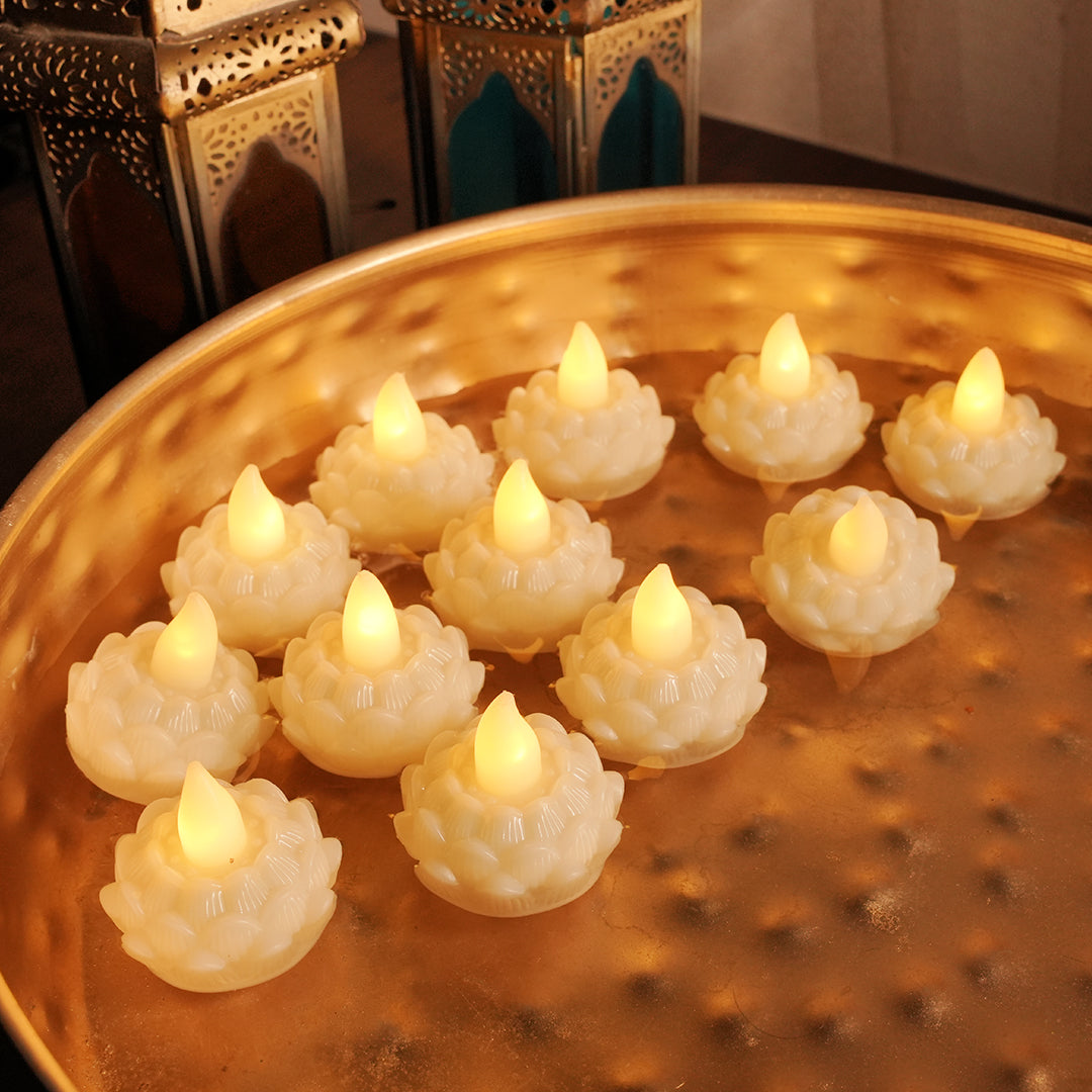 LED Floating Flower  Tea Light Candles | Pack of 12