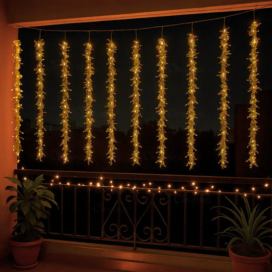 Glitter Curtain LED String Light | Warm White | Diwali Decoration