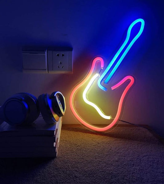 Guitar Neon Sign Light Wall Hanging | USB Operated