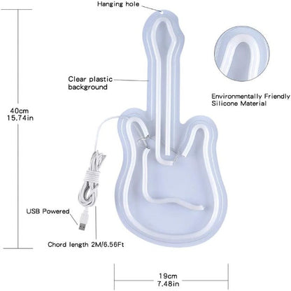 Guitar Neon Sign Light Wall Hanging | USB Operated