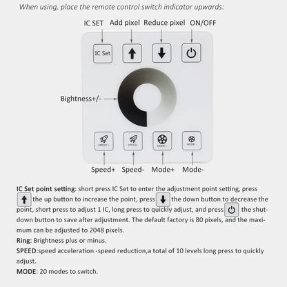 Running Flowing Water Wireless Controller with Touch Panel 8 Key for LED Running Strip Lights WS2811