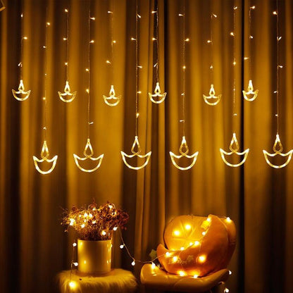 Diya Curtain Lights | Warm White LED | Diwali Decoration