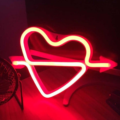 Cupid Heart Neon Sign Light | Battery & USB Operated