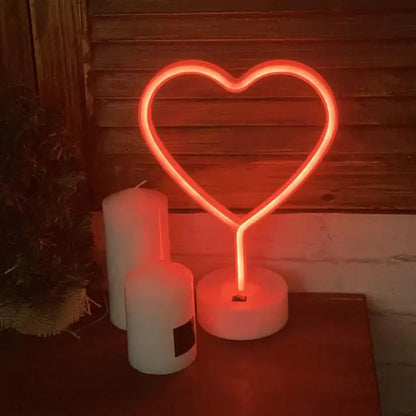 Heart Neon Sign Table Lamp | Battery & USB Operated