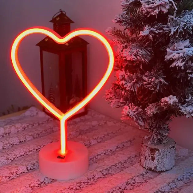 Heart Neon Sign Table Lamp | Battery & USB Operated