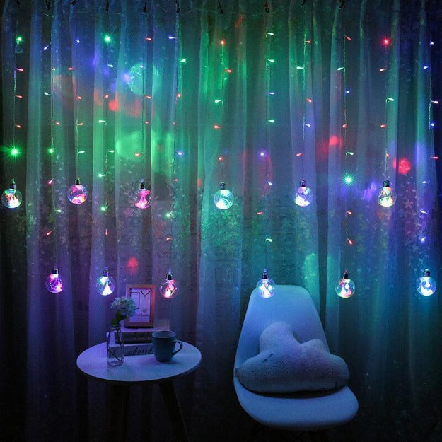 Wish Ball Curtain Lights | 12 Wish Balls | Multi LED | Diwali Decoration