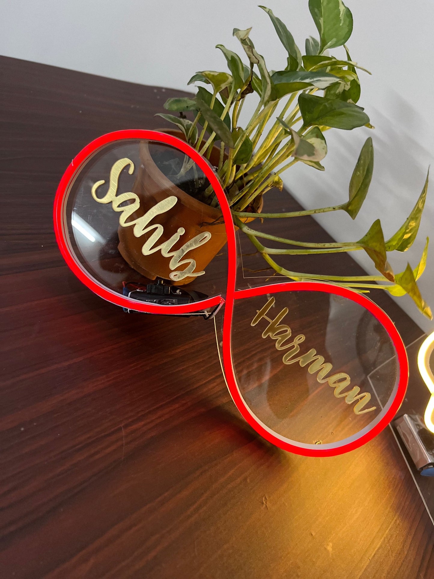 Neon infinity lit lamp