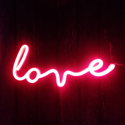 Quirky Love Neon Sign Wall Hanging Light | Battery & USB Operated