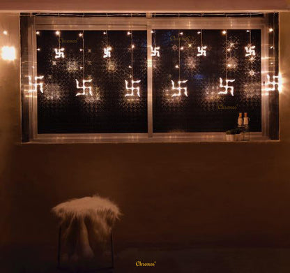 Swastik Curtain Lights | Warm White | Diwali Decorative LED Lights