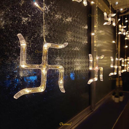 Swastik Curtain Lights | Warm White | Diwali Decorative LED Lights