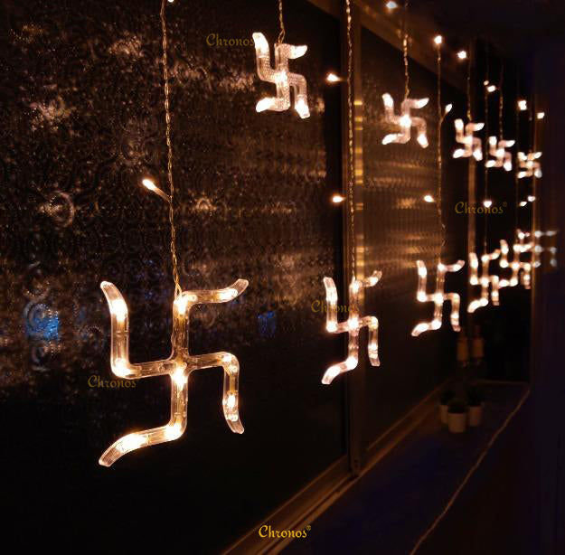 Swastik Curtain Lights | Warm White | Diwali Decorative LED Lights