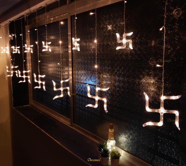 Swastik Curtain Lights | Warm White | Diwali Decorative LED Lights