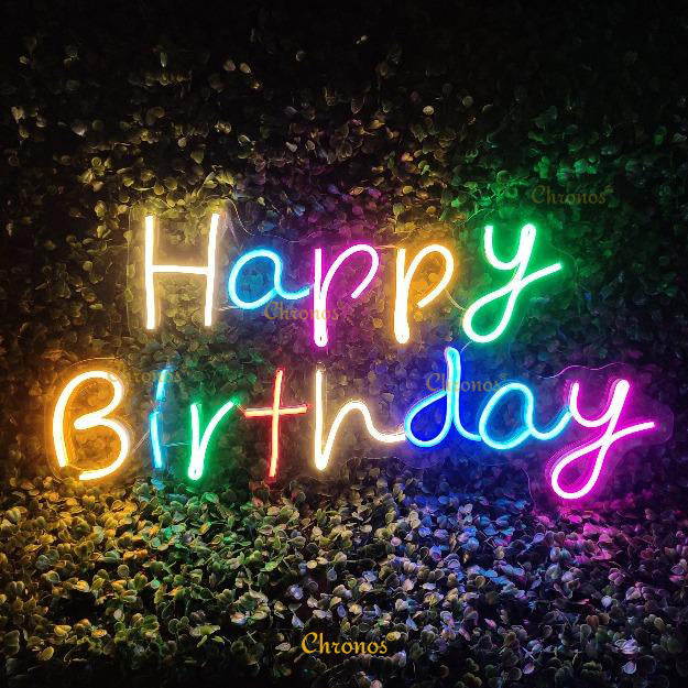 Mini Happy Birthday Neon Sign Light | 12" x 24"