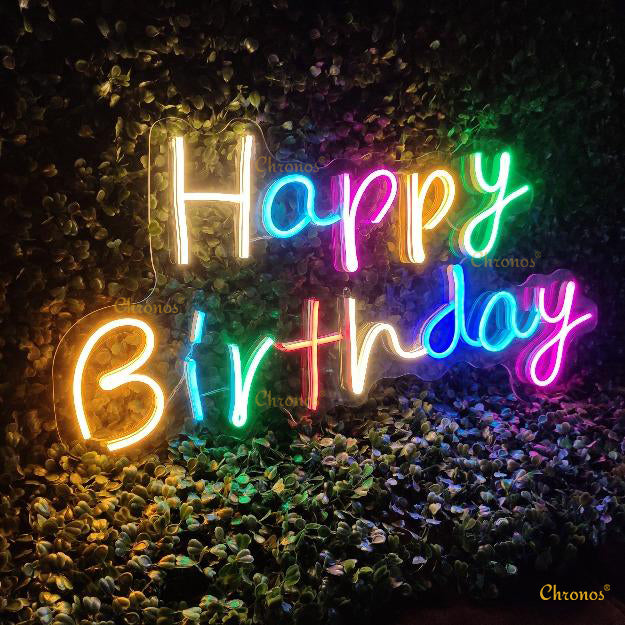 Mini Happy Birthday Neon Sign Light | 12" x 24"